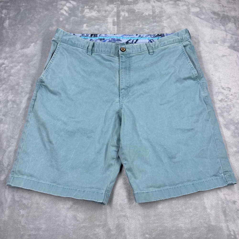 TOMMY BAHAMA Boracay Chino Shorts Mens 38 Milky Blue Stretch Cotton Tencel